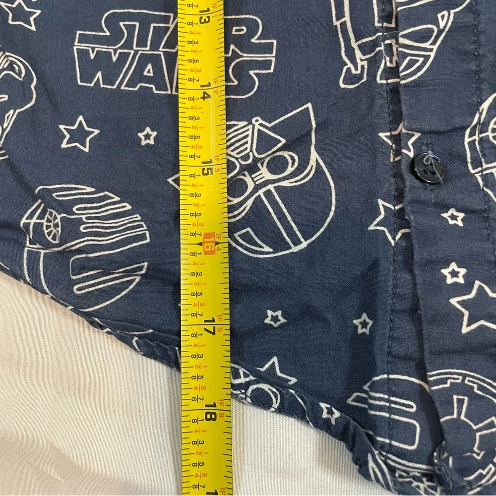 Gymboree Gym Friends Star Wars Boys Navy Blue Button‎ Down Shirt Size S 5-6